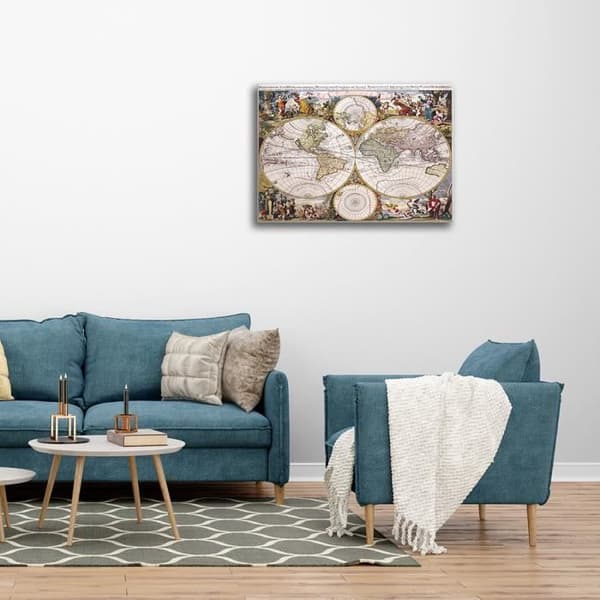 Legendarte - Målning, Tryck på duk - Kartografi - Gammal karta nr 45 cm. 40x50