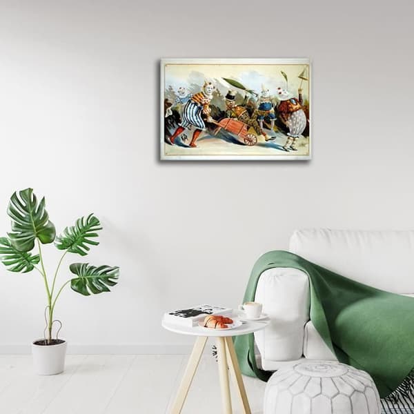 Legendarte - Vintage reklamaffisch Fem cirkusclowner - målning, tryck på duk cm. 50x70