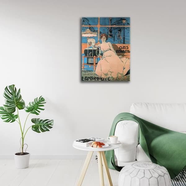 Legendarte - Vintage Airogen Gas reklamaffisch - målning, tryck på duk cm. 50x70