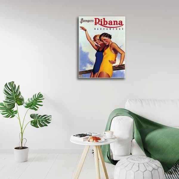 Legendarte - Vintage reklamaffisch Benger Ribana badkläder - målning, tryck på duk cm. 50x70