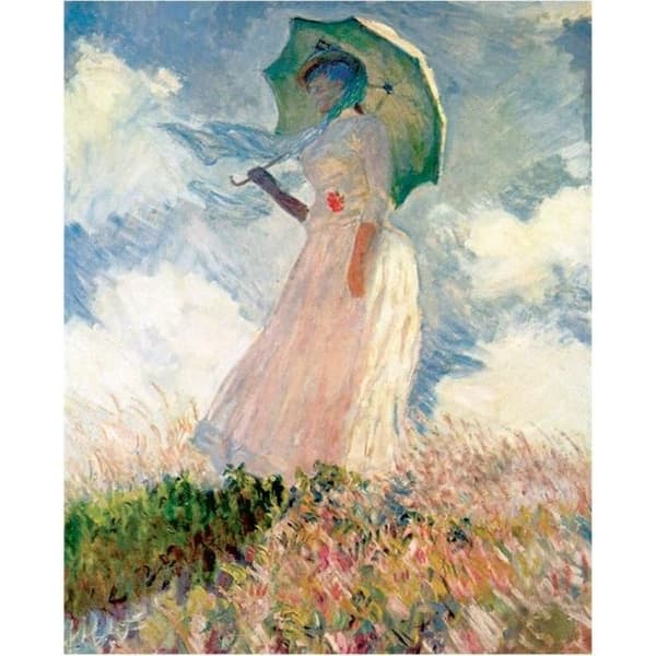 Legendarte - Målning, tryck på duk - Kvinna med paraply Claude Monet cm. 50x70