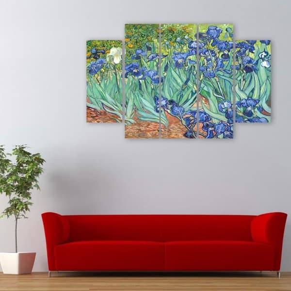 Målning, tryck på duk - Iris Vincent Van Gogh cm. 150x100 Typ A2 (5 paneler)