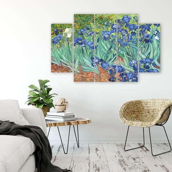 Målning, tryck på duk - Iris Vincent Van Gogh cm. 150x100 Typ A2 (5 paneler)