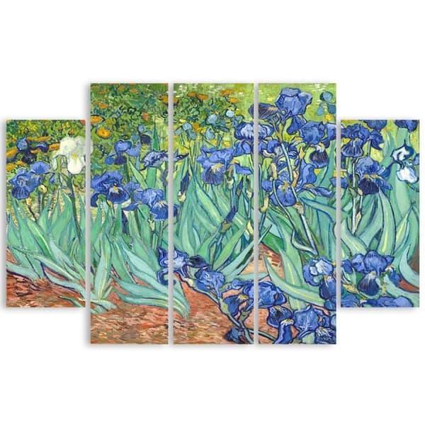 Målning, tryck på duk - Iris Vincent Van Gogh cm. 150x100 Typ A2 (5 paneler)