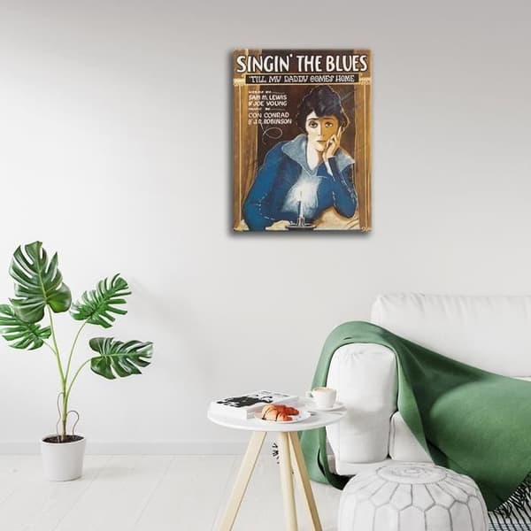 Legendarte - Vintage Music Cover Singin' The Blues - Målning, Canvastavla cm. 50x70
