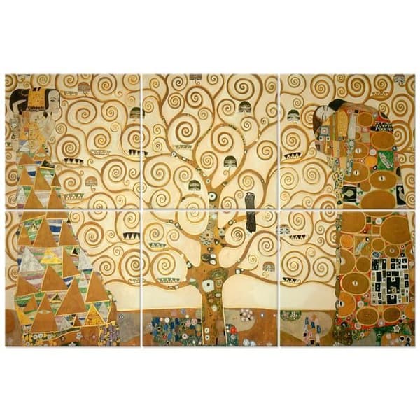 Legendarte - Flerpanelsmålning Livets träd - Gustav Klimt cm. 100x150 (6 paneler)