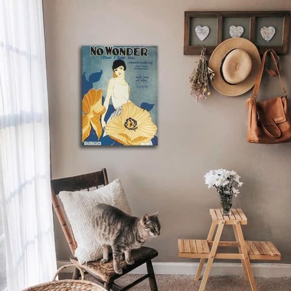 Legendarte - Vintage Music Cover No Wonder (That I Love You) - Målning, Tryck på duk cm. 50x70