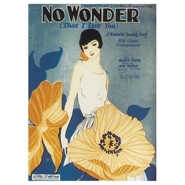 Legendarte - Vintage Music Cover No Wonder (That I Love You) - Målning, Tryck på duk cm. 50x70