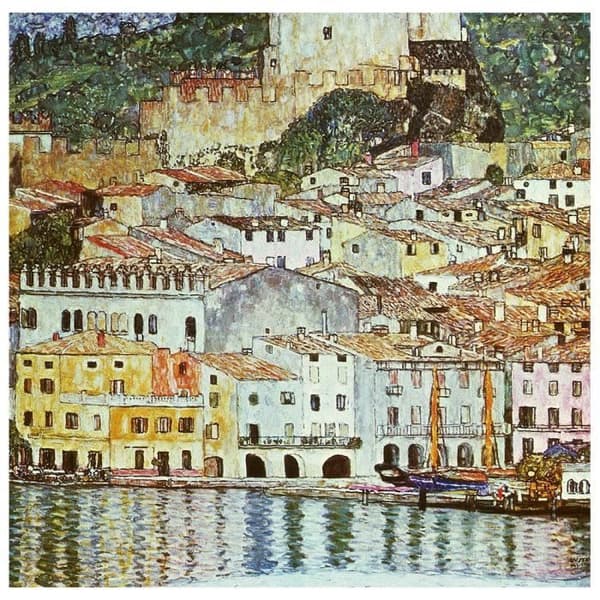 Legendarte - Målning, tryck på duk - Vy över Malcesine Gustav Klimt cm. 50x50