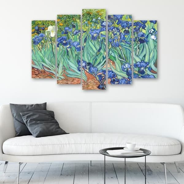 Målning, tryck på duk - Iris Vincent Van Gogh cm. 150x100 Typ A1 (5 paneler)