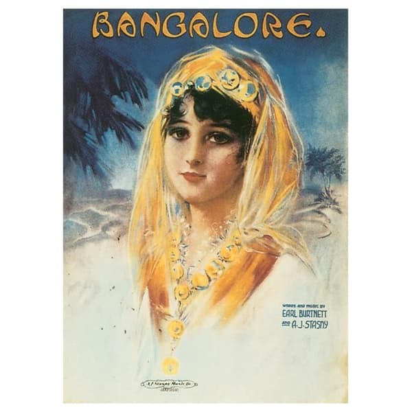 Legendarte - Vintage Bangalore Music Cover - Målning, Canvastryck cm. 50x70