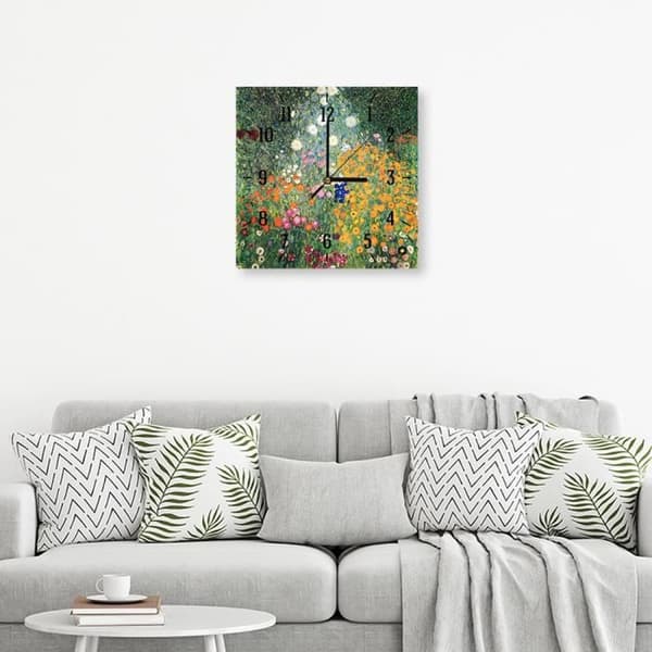 Legendarte - Flower Garden Väggklocka - Gustav Klimt cm. 30x30