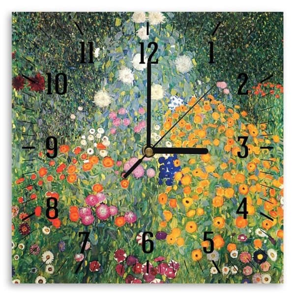 Legendarte - Flower Garden Väggklocka - Gustav Klimt cm. 30x30