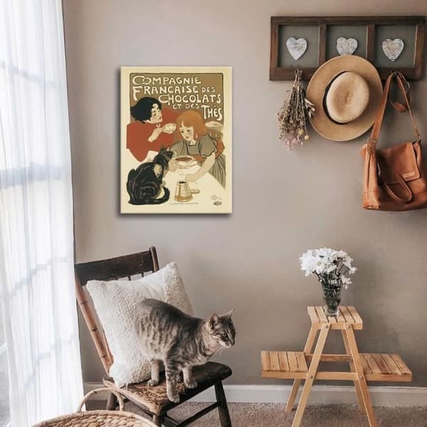 Legendarte - Vintage konstnärlig affisch French Company of Chocolates and Teas - Målning, tryck på duk cm. 50x70