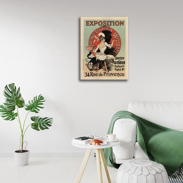 Legendarte - Vintage konstnärlig affischutställning av målningar och teckningar av A. Willette - Målning, tryck på duk cm. 50x70