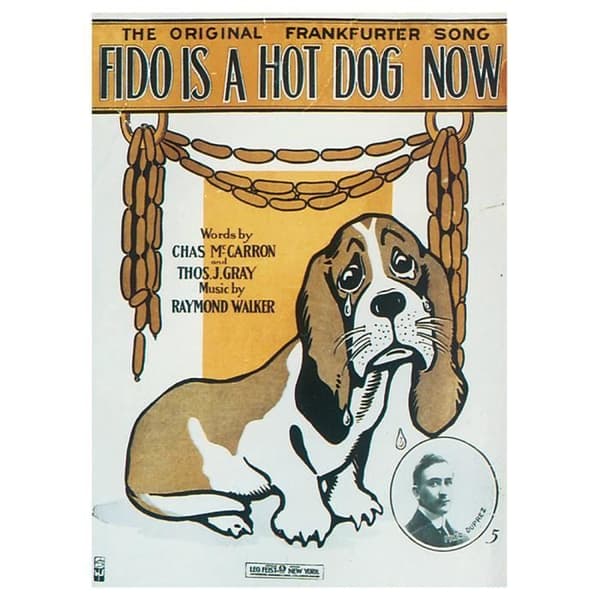 Legendarte - Vintage Music Cover Fido Is A Hot Dog Now - Målning, Canvastryck cm. 50x70