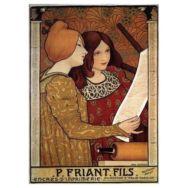 Legendarte - Vintage Advertising Poster Printing Inks P. Friant Fils - Målning, Print On Canvas cm. 50x70