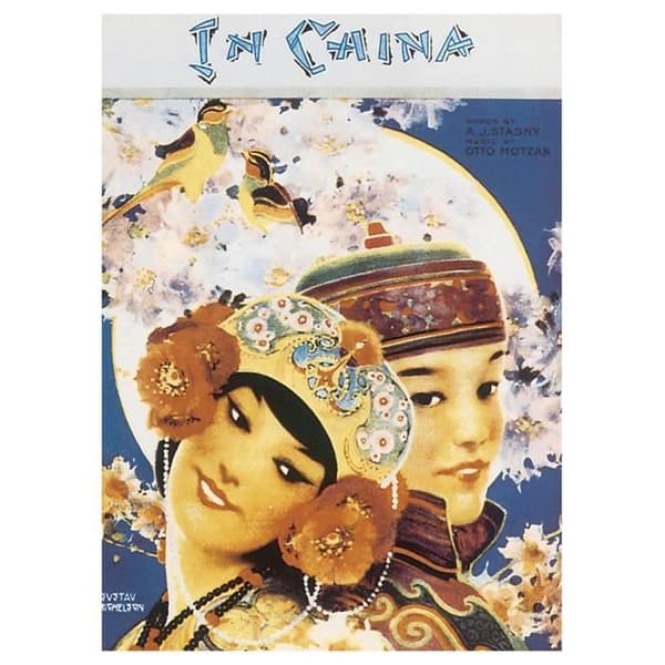 Legendarte - Vintage Music Cover In China - Målning, Canvastavla cm. 50x70