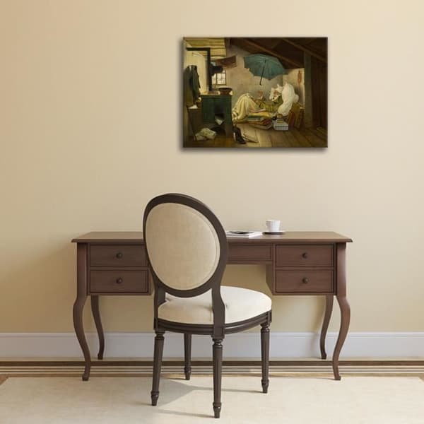 Legendarte - Målning, Tryck på duk - Den fattige poeten - Carl Spitzweg cm. 50x60