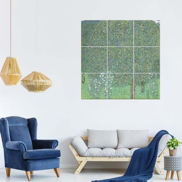 Legendarte - Flerpanelsmålning Rosenbuskar under träden - Gustav Klimt cm. 150x150 (9 paneler)