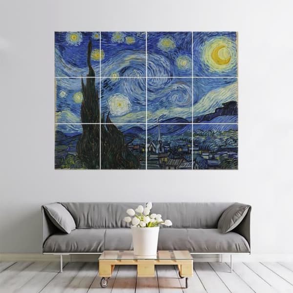 Legendarte - Starry Night Multi Panel Målning - Vincent Van Gogh cm. 150x200 (12 paneler)
