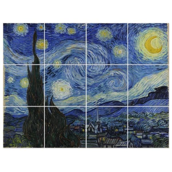 Legendarte - Starry Night Multi Panel Målning - Vincent Van Gogh cm. 150x200 (12 paneler)
