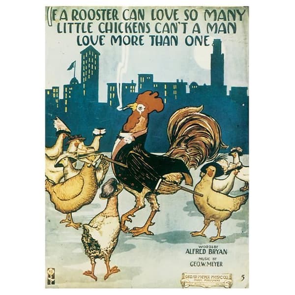 Legendarte - Vintage Music Cover If A Rooster Can Love So Many Little Chickens Can't A Man Love More Than One - Målning, jag