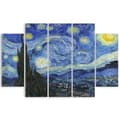 Miniatyrbild 1 av 4: Målning, tryck på duk - Stjärnklar natt Vincent Van Gogh cm. 150x100 Typ A2 (5 paneler)