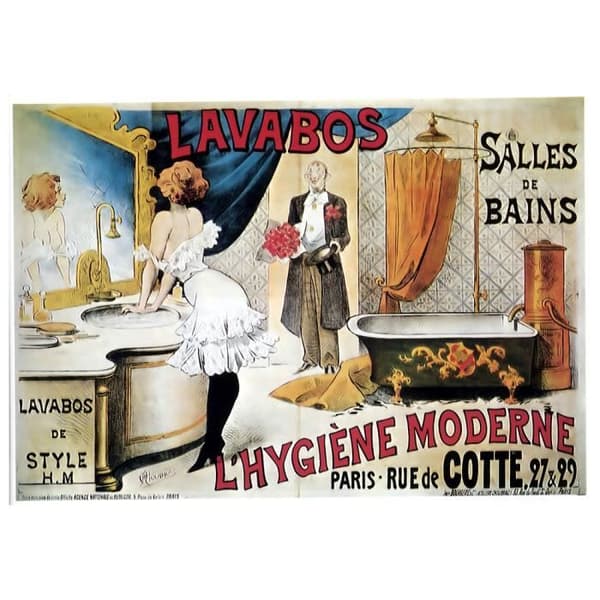 Legendarte - Vintage reklamaffisch L'Higiène Moderne - Målning, tryck på duk cm. 50x70
