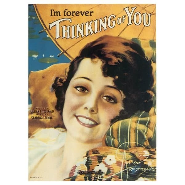 Legendarte - Vintage Music Cover I'M Forever Thinking Of You - Målning, Print On Canvas cm. 50x70