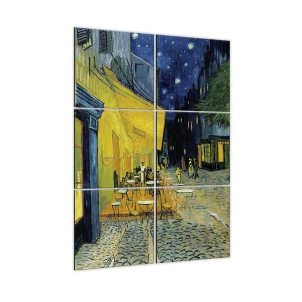 Legendarte - Flerpanelsmålning Café Terrass på kvällen - Vincent Van Gogh cm. 100x150 (6 paneler)