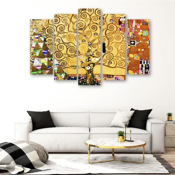 Målning, tryck på duk - Livets träd Gustav Klimt cm. 150x100 Typ A1 (5 paneler)