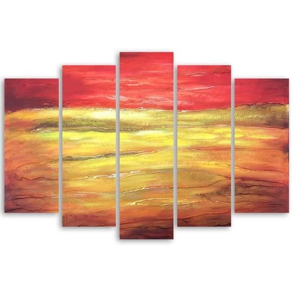 Målning, tryck på duk - solnedgång cm. 150x100 Typ A1 (5 paneler)