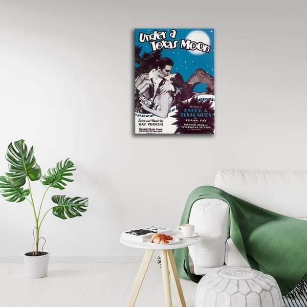 Legendarte - Vintage Music Cover Under A Texas Moon - Målning, tryck på duk cm. 50x70