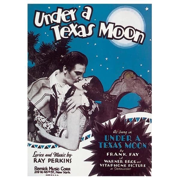 Legendarte - Vintage Music Cover Under A Texas Moon - Målning, tryck på duk cm. 50x70
