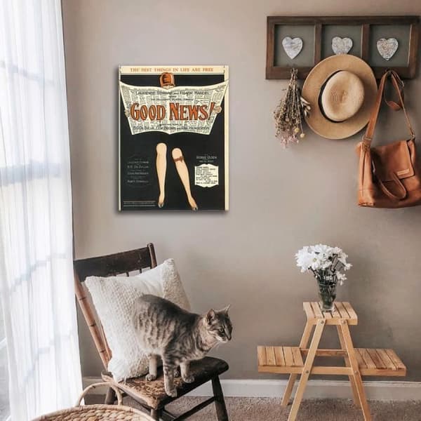 Legendarte - Vintage Music Cover Goda nyheter! - Målning, tryck på duk cm. 50x70
