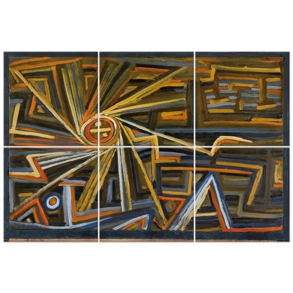 Legendarte - Multi Panel Painting Radiation and Rotation - Paul Klee cm. 100x150 (6 paneler)
