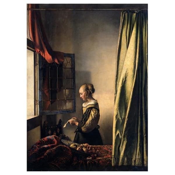 Legendarte - Målning, tryck på duk - Läsljuset vid fönstret - Jan Vermeer cm. 50x70