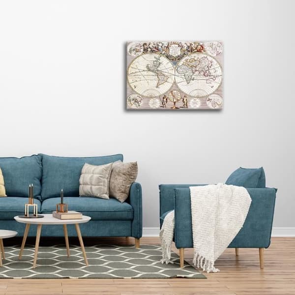 Legendarte - Målning, Tryck på duk - Kartografi - Gammal karta nr 54 cm. 40x50