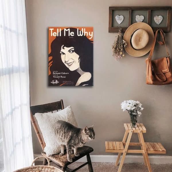Legendarte - Tell Me Why Vintage Music Cover - Målning, Canvastryck cm. 50x70