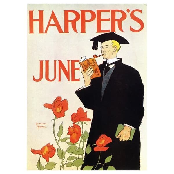 Legendarte - Vintage reklamaffisch Harper'S juni 1895 - målning, tryck på duk cm. 50x70