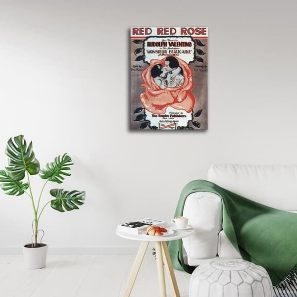 Legendarte - Vintage Red Red Rose Music Cover - Målning, Canvastryck cm. 50x70