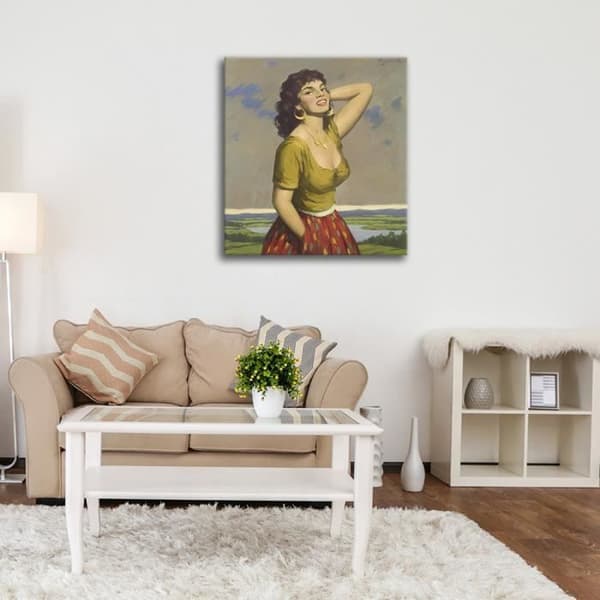 Legendarte - Målning, Tryck på duk - Italiensk tjej - Rudolf Jelinek cm. 80x90