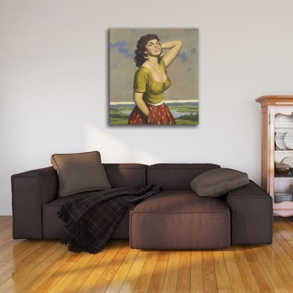 Legendarte - Målning, Tryck på duk - Italiensk tjej - Rudolf Jelinek cm. 80x90