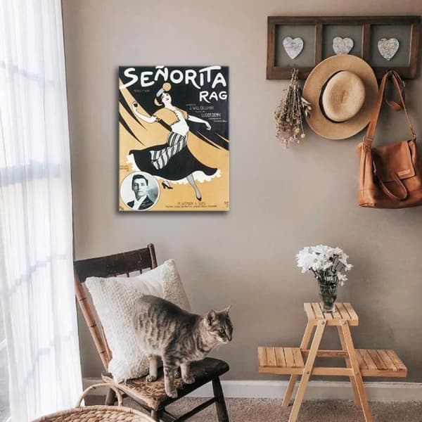 Legendarte - Vintage Musikomslag Señorita Rag - Tavel, Tryck på duk cm. 50x70