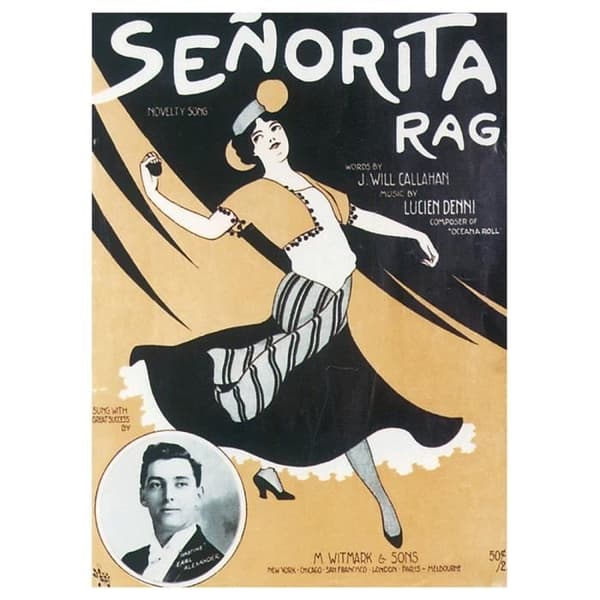 Legendarte - Vintage Musikomslag Señorita Rag - Tavel, Tryck på duk cm. 50x70