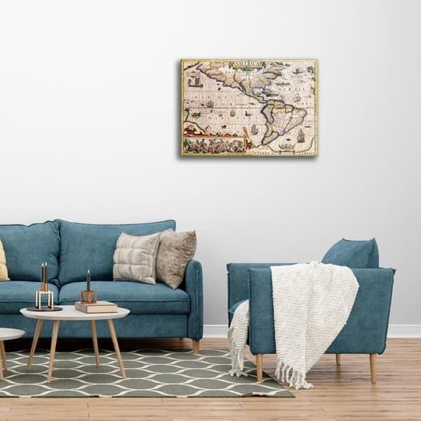 Legendarte - Målning, Tryck på duk - Kartografi - Gammal karta nr 30 cm. 40x50