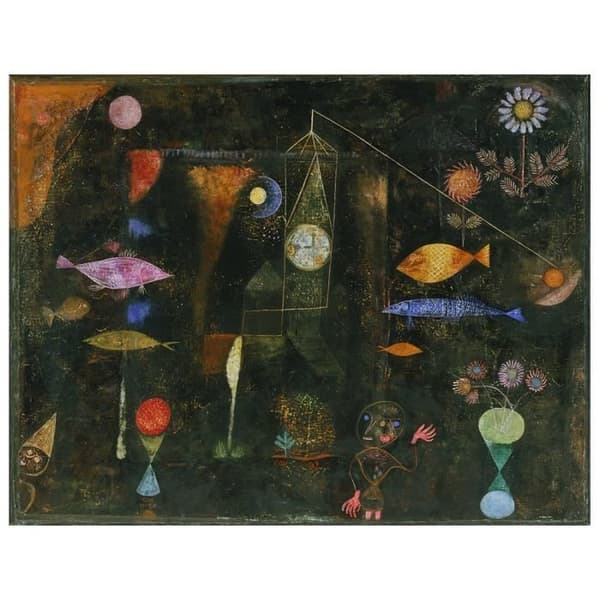 Legendarte - Målning, tryck på duk - Magic Of Fishes - Paul Klee cm. 60x80