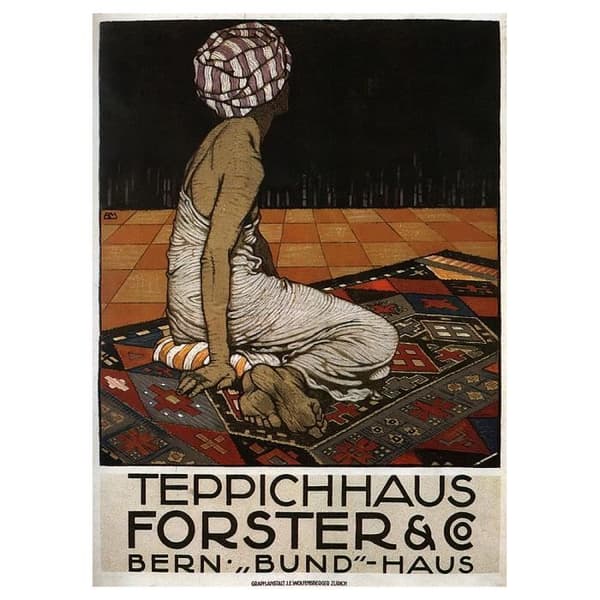 Legendarte - Vintage reklamaffisch Forster Carpet Store - Målning, tryck på duk cm. 50x70
