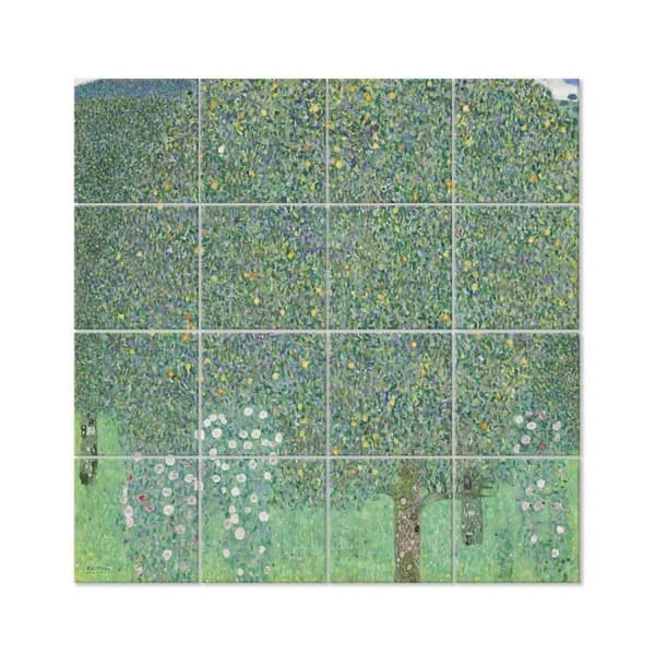 Legendarte - Flerpanelsmålning Rosenbuskar under träden - Gustav Klimt cm. 200x200 (16 paneler)
